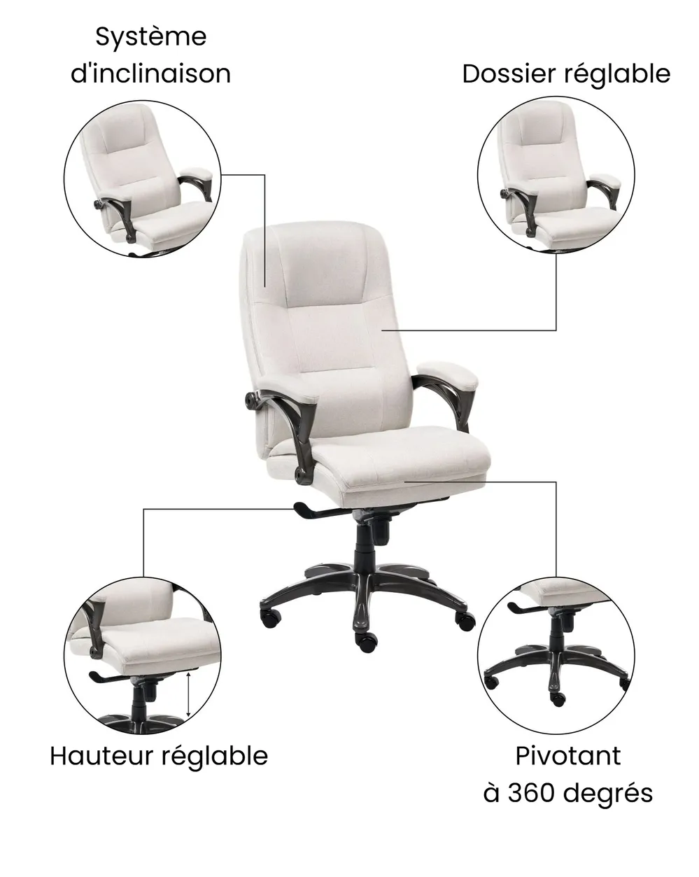 Fauteuil de bureau MAGNUS Lin Beige clair_1063031