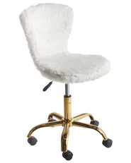 Desk Chair MARGATE Faux Fur White_949943
