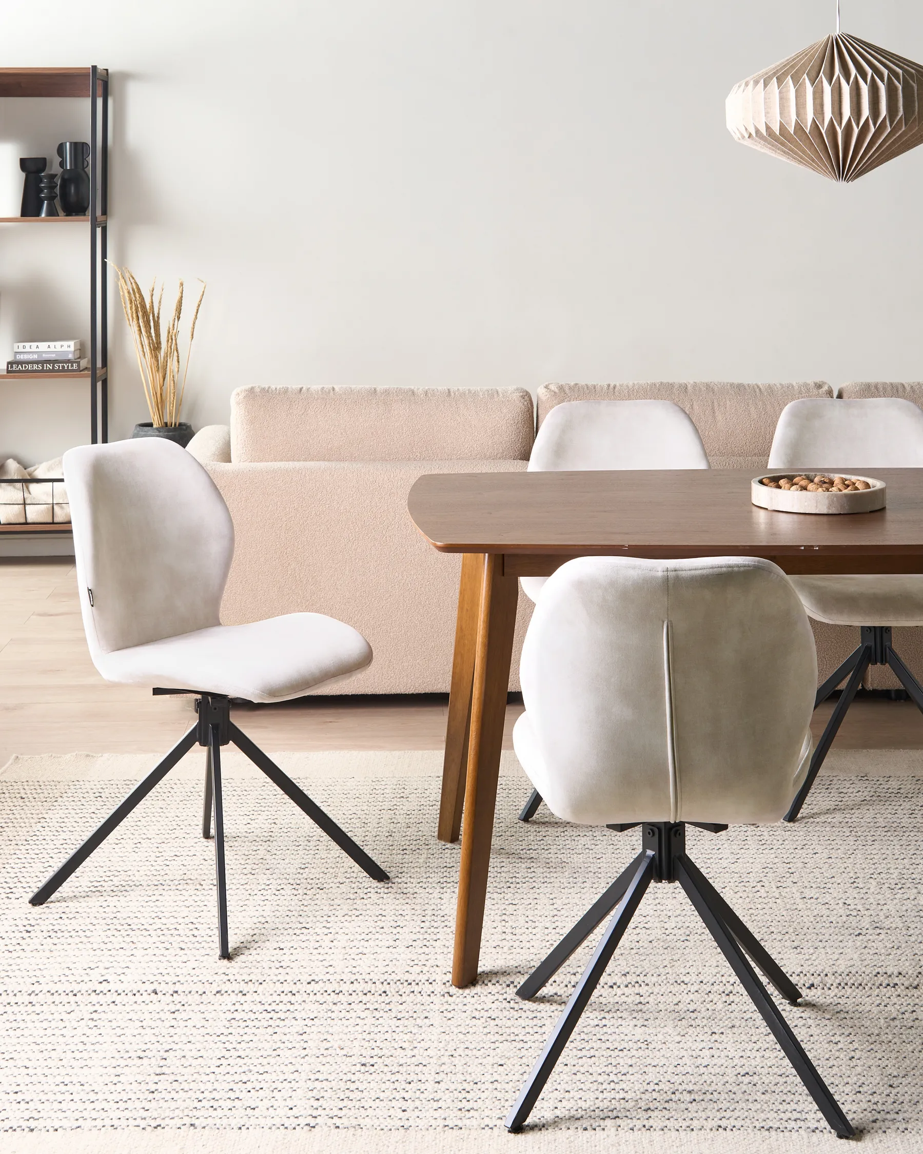 Set di 4 sedie da pranzo MORRISON Velluto Beige chiaro_1041315