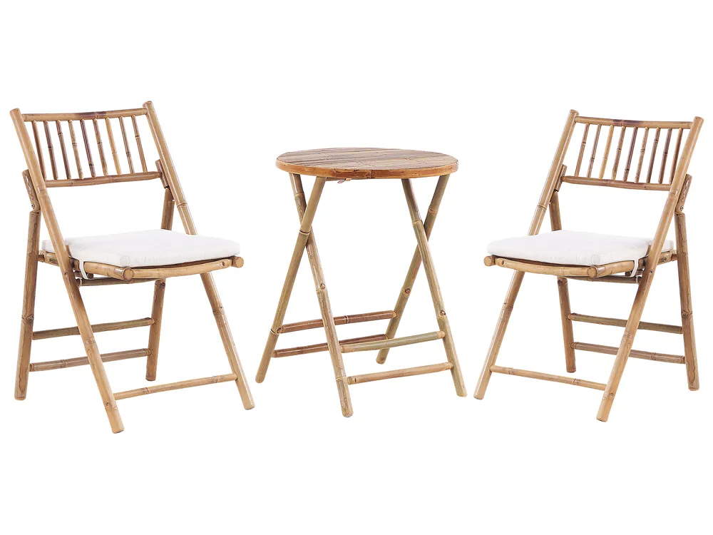 Bistro Set klappbar SAVELLETRI Bambus Braun - Beliani.fr
