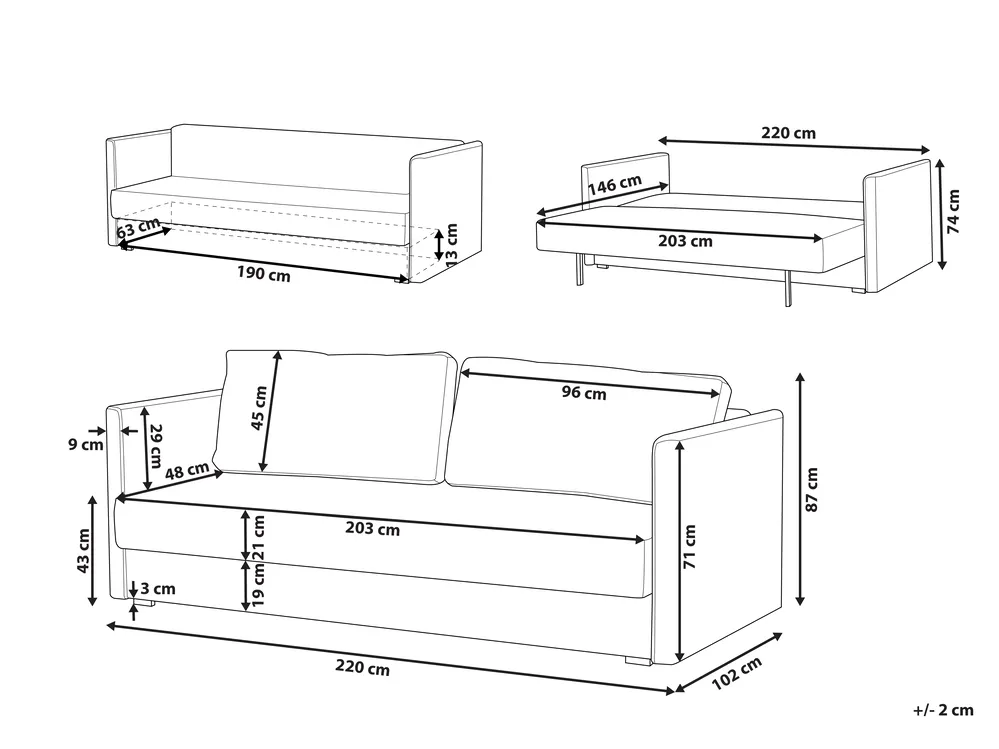 Sofa Bed 3 Seater EKSJO with Storage Velvet Mustard_848907
