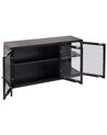 3 Door Metal Sideboard with Glass Display Black NEWPORT_900495