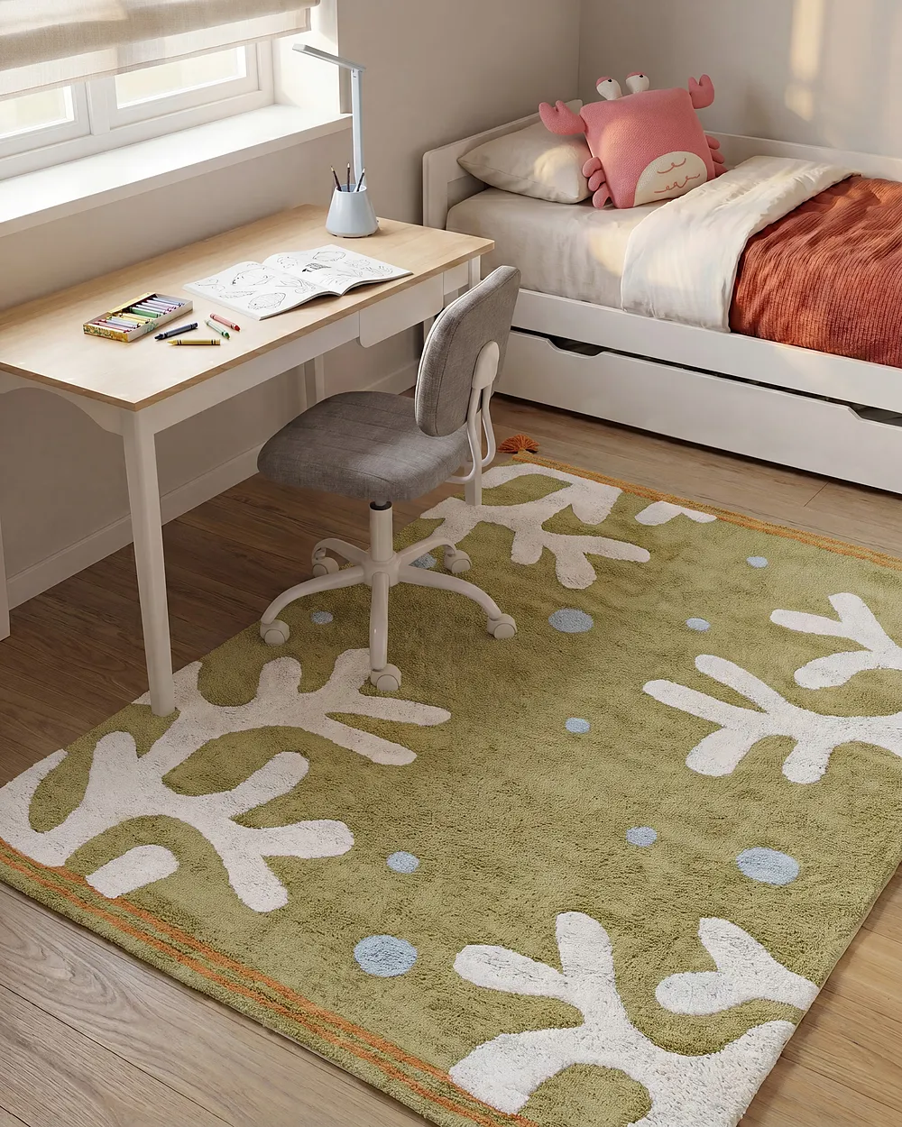 Kids Rug JAJPUR  Green 140 x 200 cm Cotton