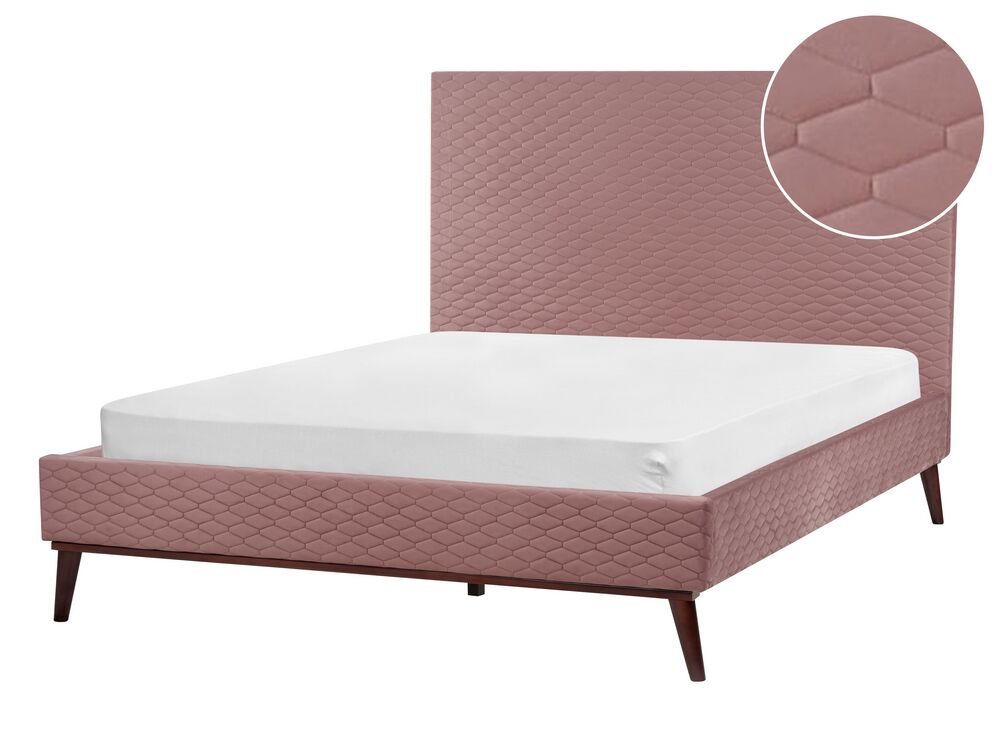 Bed Velvet BAYONNE 140 x 200 cm (EU Double) Pink