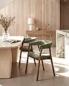 Set of 2 Dining Chairs MYLO Fabric Dark Brown/ Green