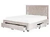 Bed with Storage Drawers LIEVIN Velvet Beige 160 x 200 cm (EU King Size)