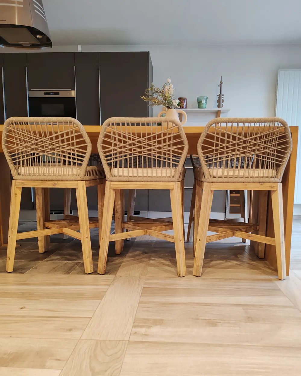 Set of 2 Garden Bar Chairs TALAMONE Acacia Wood Beige_974849