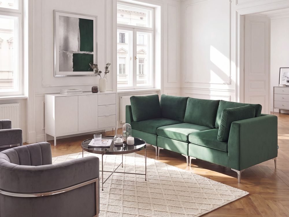 Modular Sofa 3 Seater EVJA Velvet Green