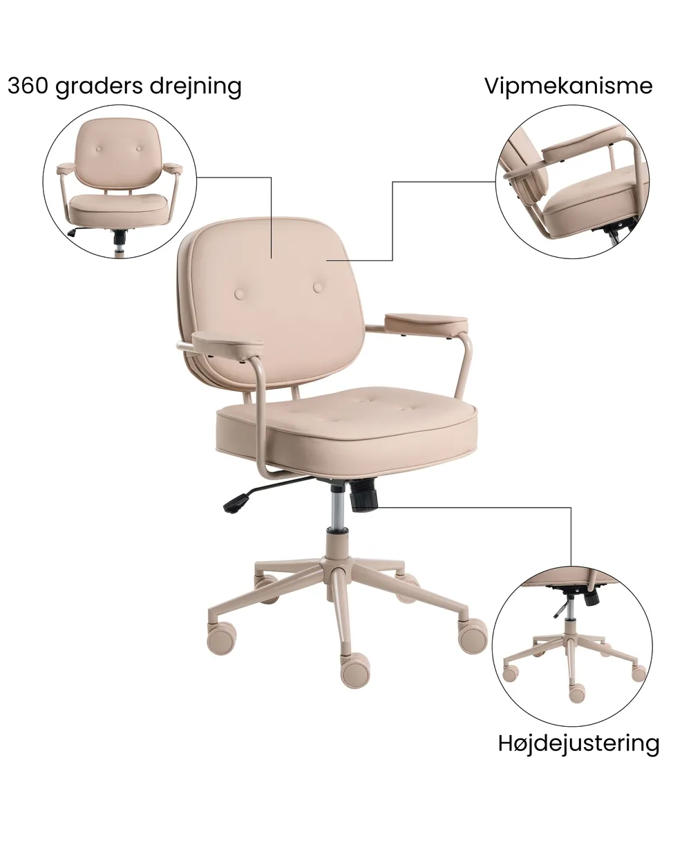 Skrivebordsstol PARAMUS Kunstlæder Sand Beige_1072367