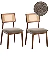 Set of 2 Dining Chairs EMBAR Wood Brown/ Taupe