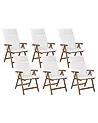 Lot de 6 chaises de jardin avec coussins AMANTEA Acacia Blanc cassé