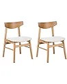Set of 2 Dining Chairs SMILEY Wood Light Brown/ Off-White