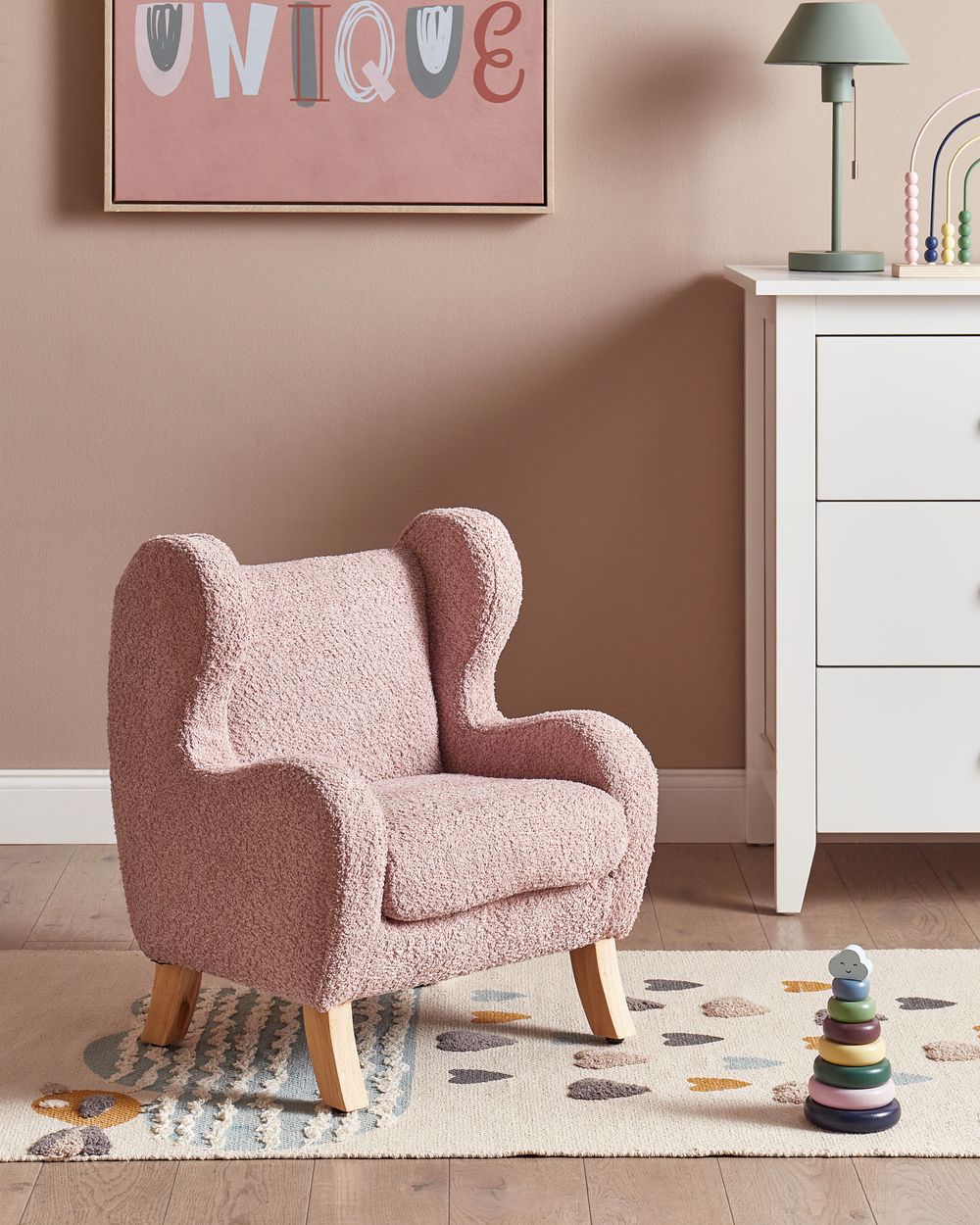 Baby pink armchair deals