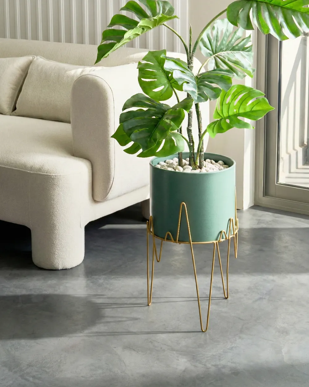 Kvetináč na nožičkách KALANDRA Kov 29 cm Tmavozelená