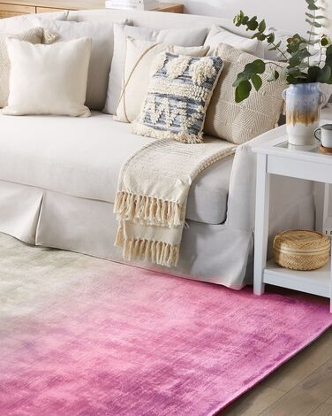 Viscose Rug 160 x 230 cm Grey and Pink ERCIS