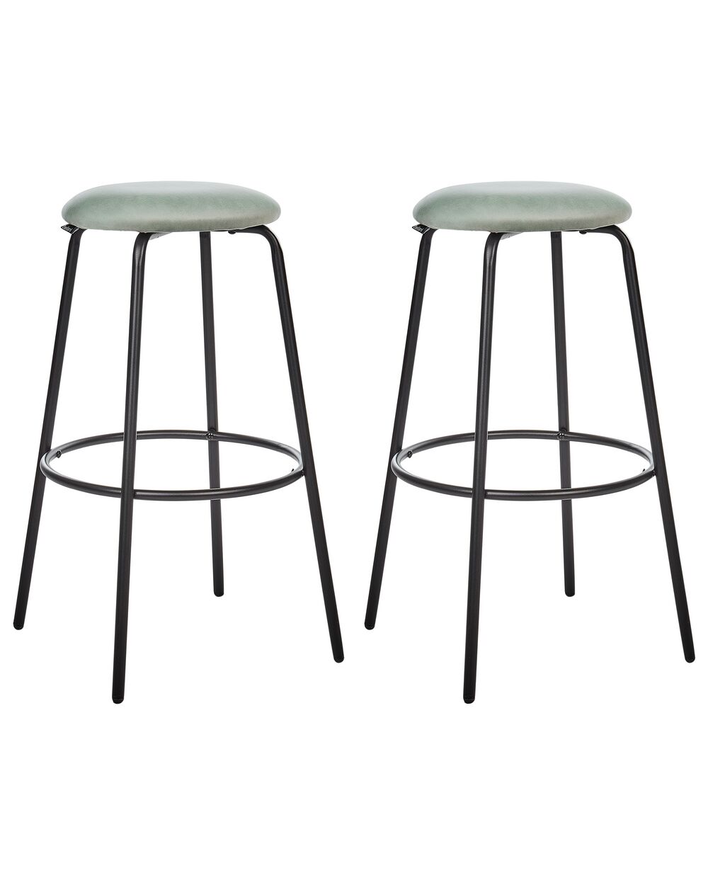 Set of 2 Bar Stools MORTON Velvet Mint Green