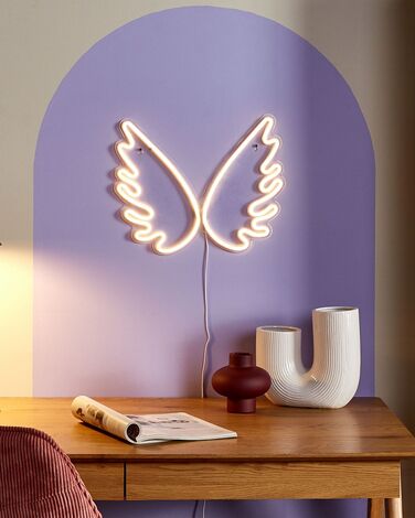 Angel Wings LED Neon Wall Sign White GABRIEL