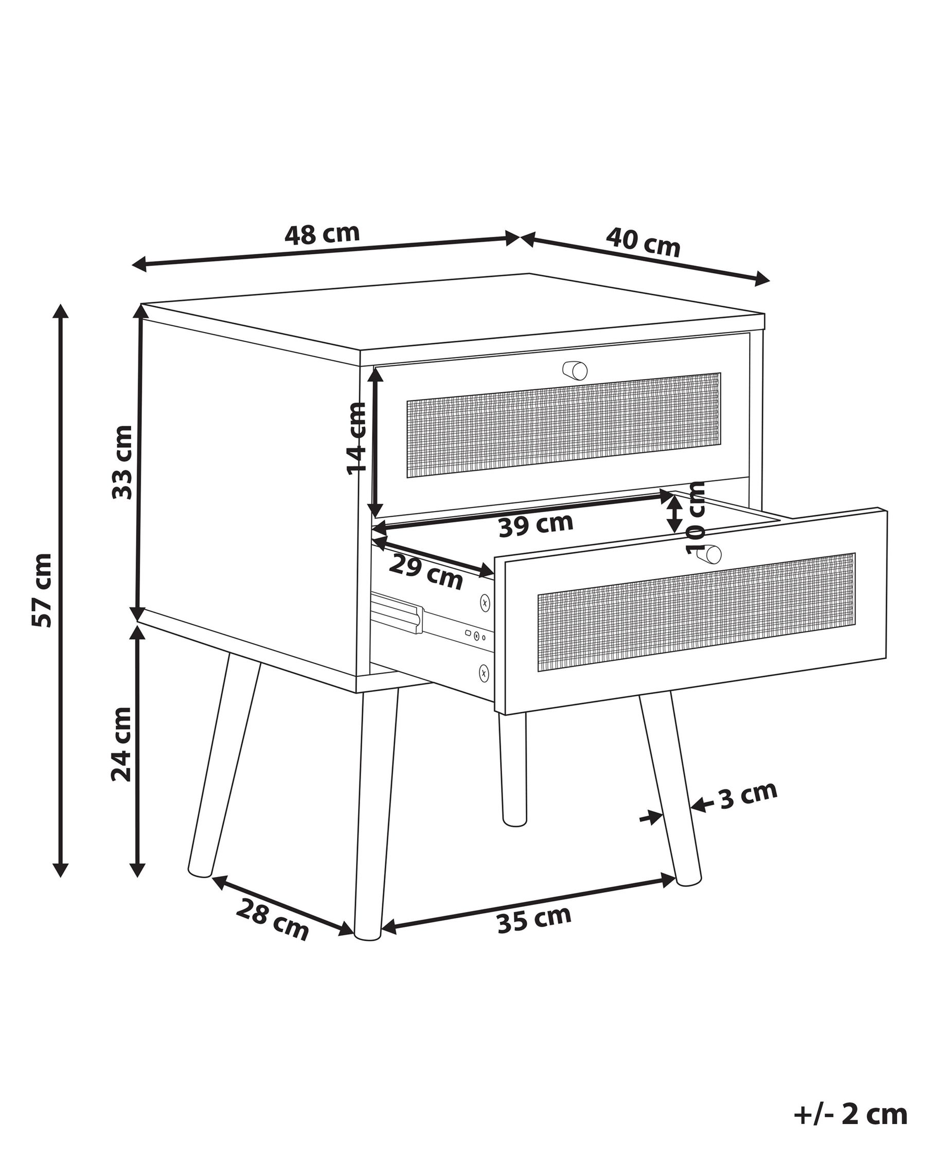 Rattan 2 Drawer Bedside Table Light Wood PEROTE_841285 Rattan 2 Drawer Bedside Table Light Wood PEROTE_841285