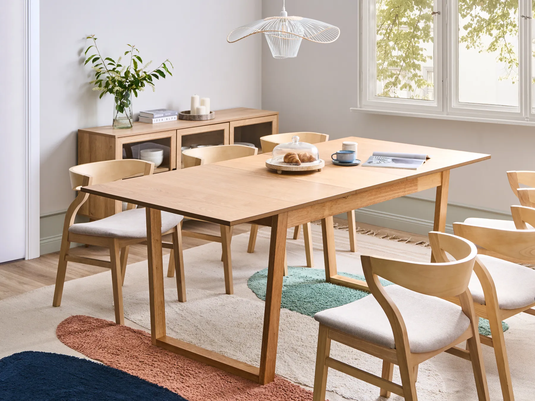 Extending Dining Table CAMDEN Light Ash Wood 160/200 cm 95 cm_992722