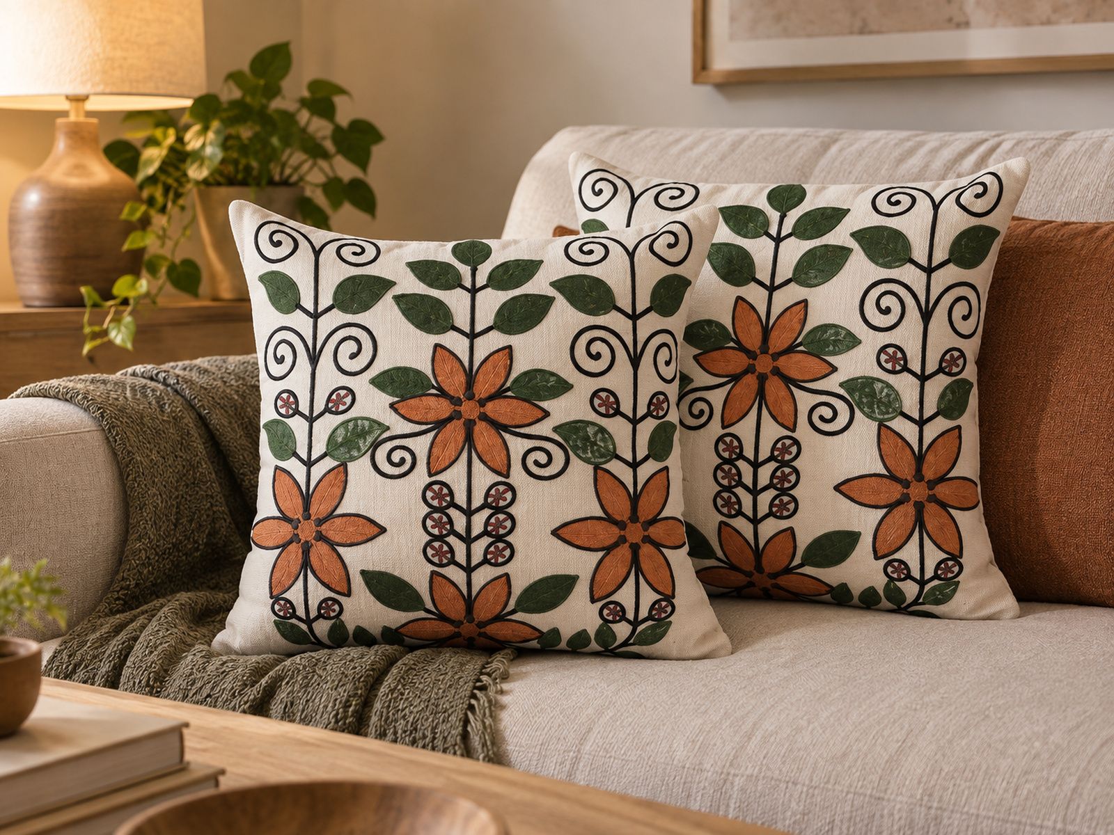 Dekokissen 2er Set VELLORE Baumwolle 50 x 50 cm Bunt Blumenmuster ...