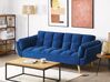 Sofa rozkładana welurowa niebieska ASBY_788072