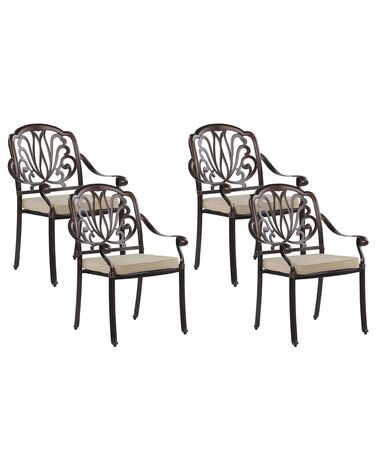 Conjunto de 4 sillas de metal marrón oscuro/beige ANCONA