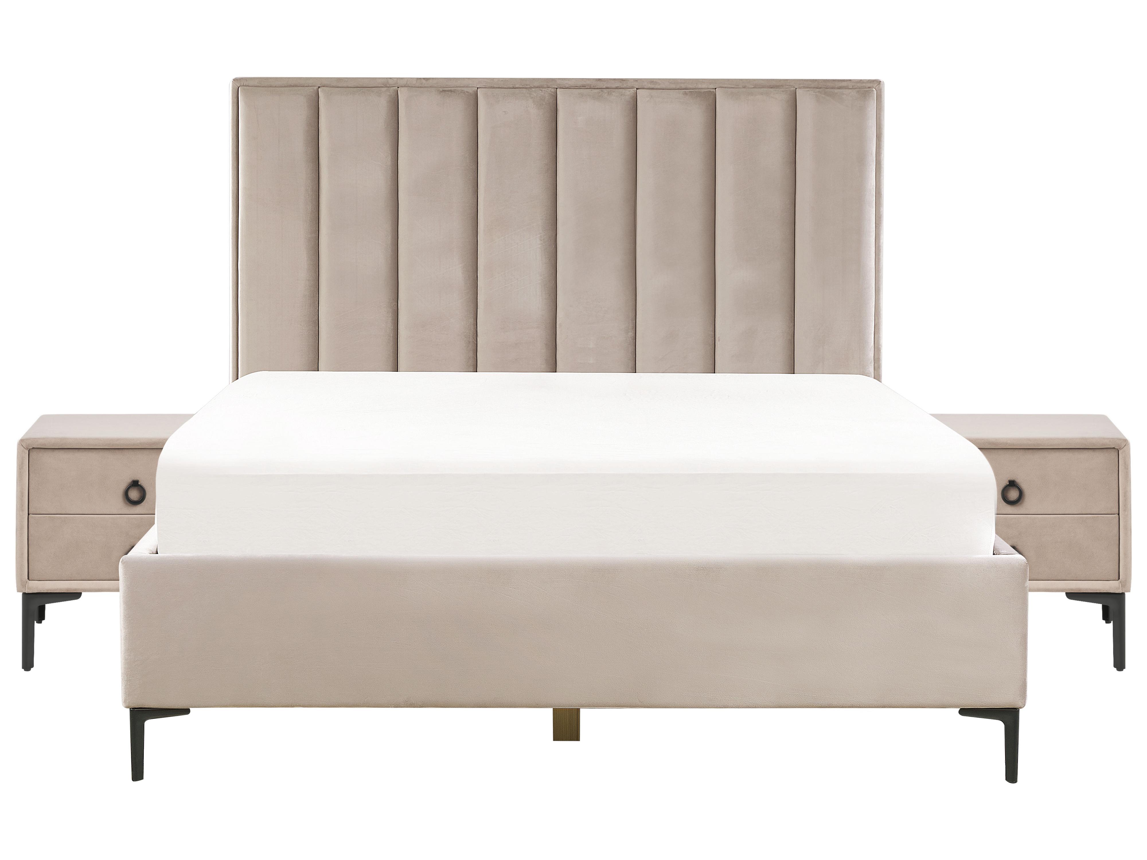 Set da camera da letto SEZANNE Velluto Tortora 160 x 200 cm_916850