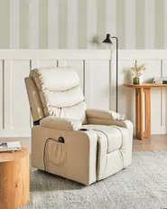 Electric Recliner Chair ETER Faux Leather Beige_1003011