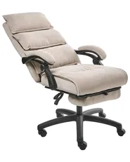 Poltrona da scrivania Poggiapiedi a scomparsa EATON Ciniglia Beige_1009774