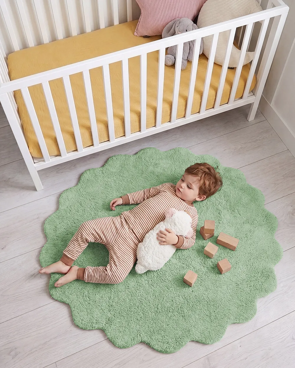 Tappeto per bambini ANEGUNDI  Verde ø 120 cm Cotone con cuscino_1135052
