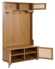 Shoe Storage with Coat Rack BUCHANAN Light Brown_1050264