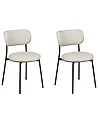 Set of 2 Dining Chairs CASEY Fabric Light Beige