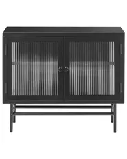 Glass Display Sideboard DEVON 77 cm Metal Black_1113495