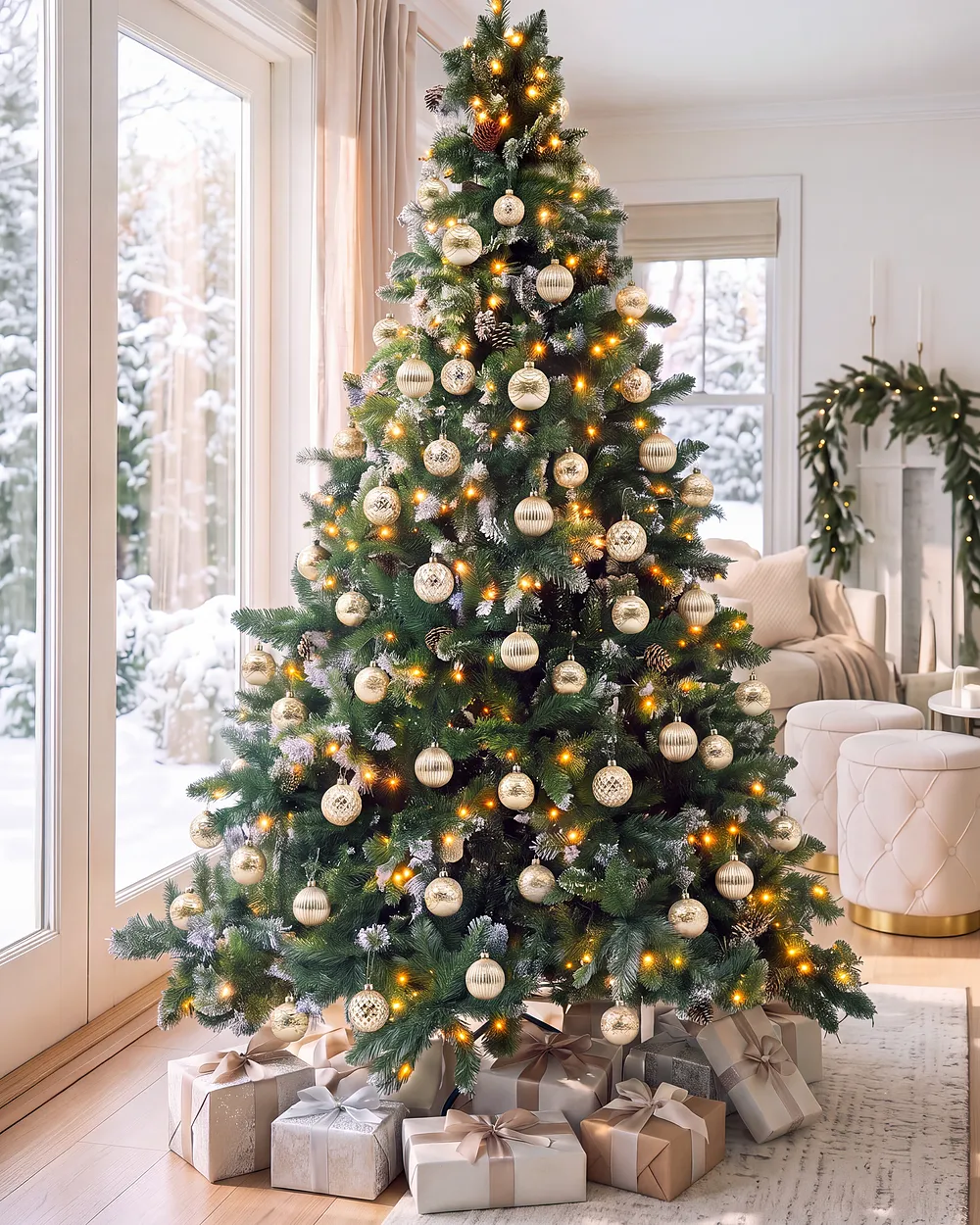 Set of 40 Baubles FROSTICE Glass Gold_1192177