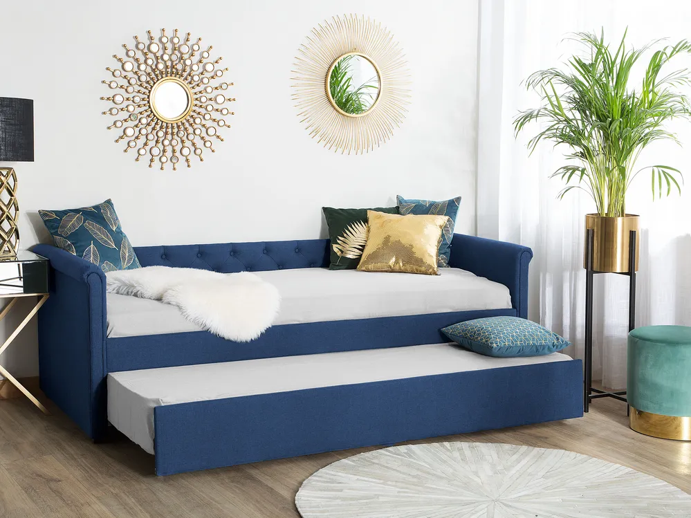 vidaXL Lit de jour avec lit gigogne bleu 80x200 cm velours