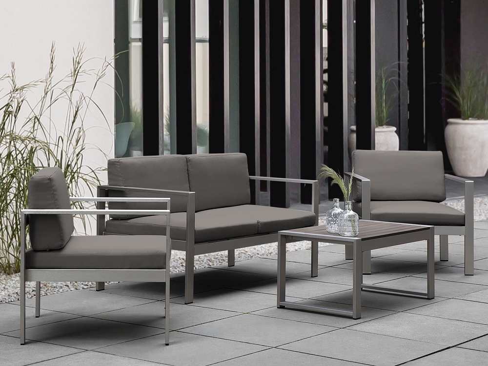 Sofa Set SALERNO Aluminium Dark Grey 4 Seater Beliani.cz