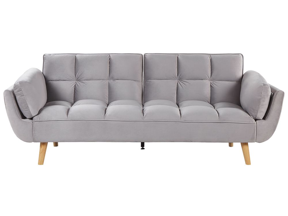 Canapé-lit 3 places ASBY Velours Gris clair