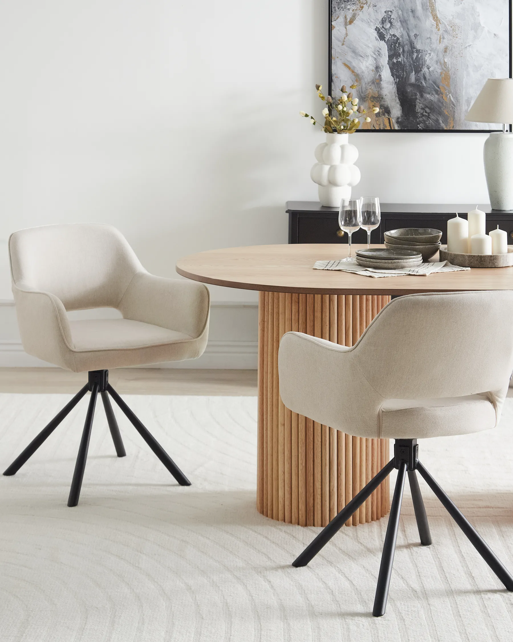 Set di 2 sedie da pranzo LOURES Tessuto Beige chiaro_945641