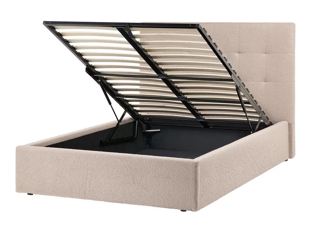 Ottoman Bed LORIENT Boucle Beige 120 x 200 cm (EU Small Double)_1062983