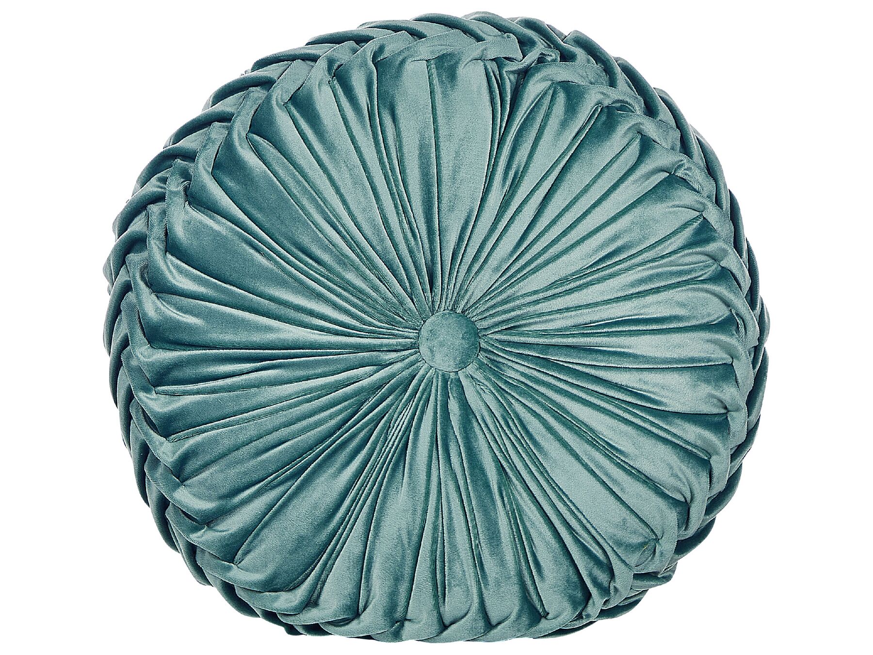 Velvet Cushion with Pleats ⌀ 40 cm Teal UDALA_854732