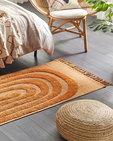 Cotton Area Rug 80 x 150 cm Orange HAKKARI