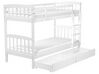 Wooden EU Single Size Bunk Bed with Storage White REVIN_797089