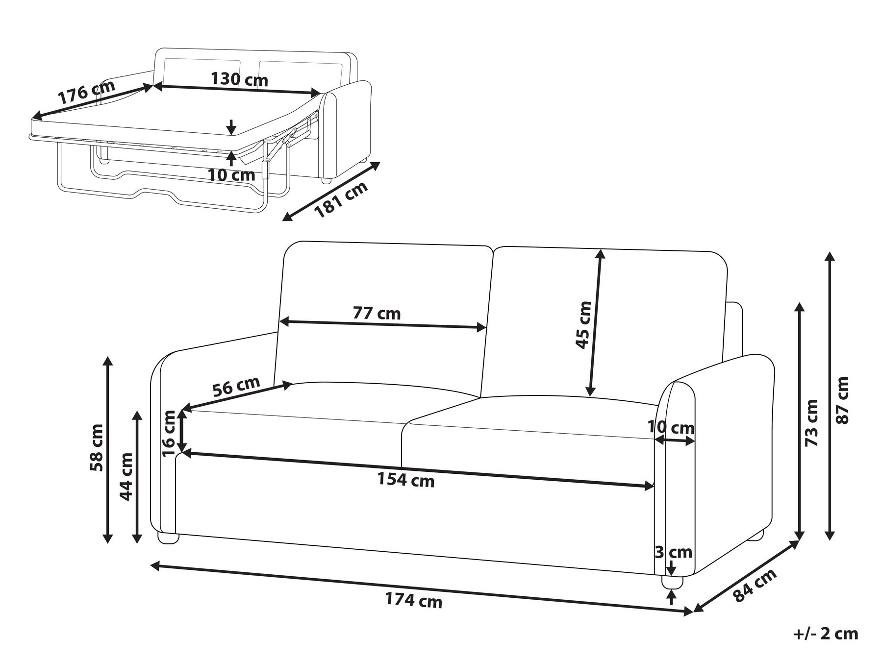 Fabric Sofa Bed Blue BENNAS _945571
