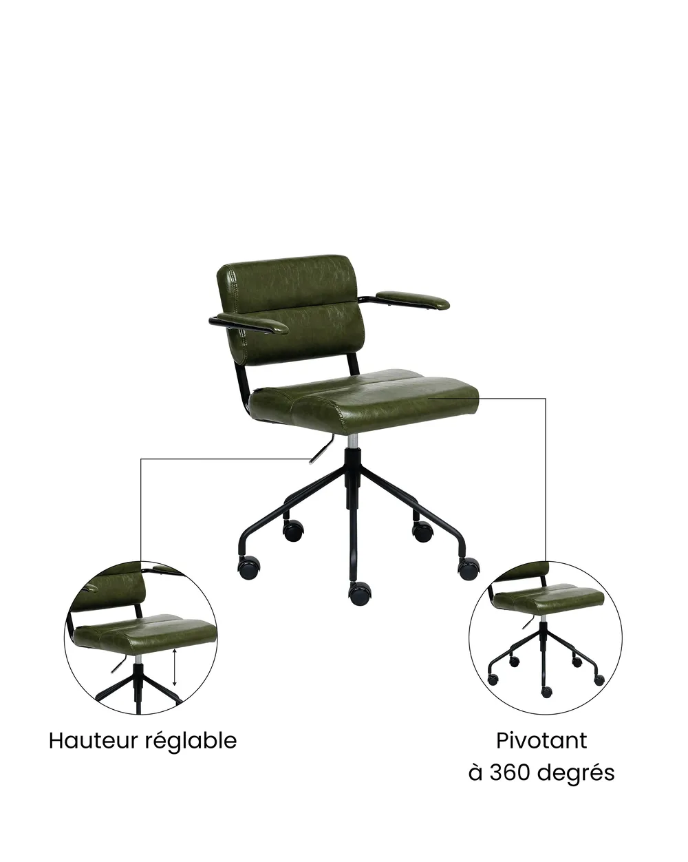 Chaise de bureau CANDOR Cuir PU Vert foncé_1071317