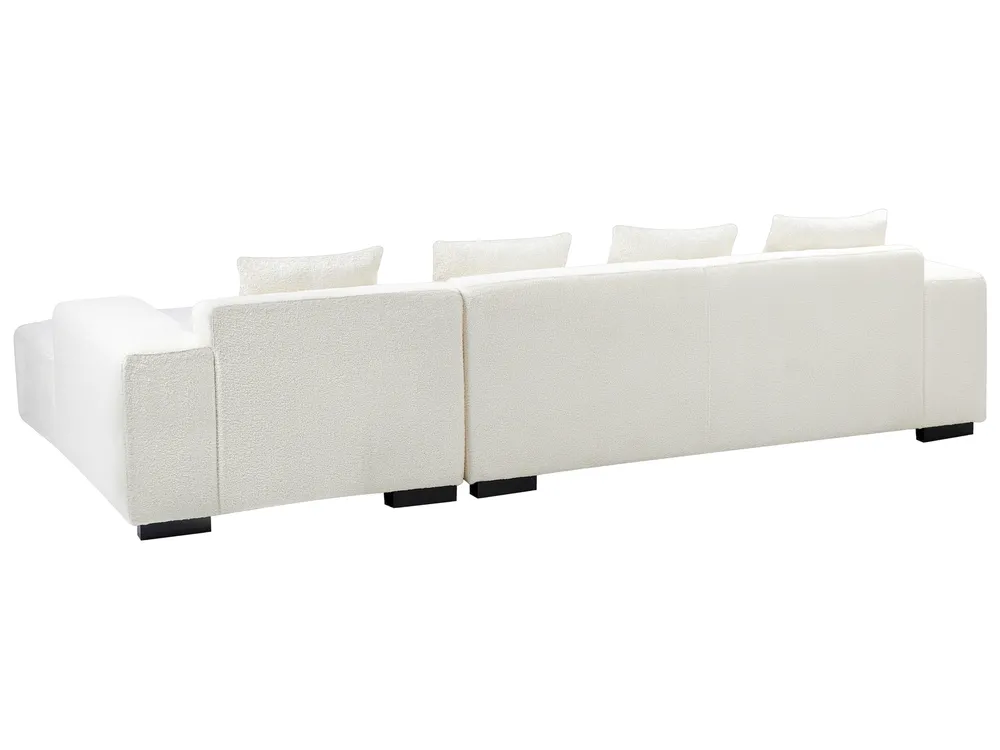 Corner Sofa 4 Seater LUNGO with Ottoman Boucle White Left Hand_962381