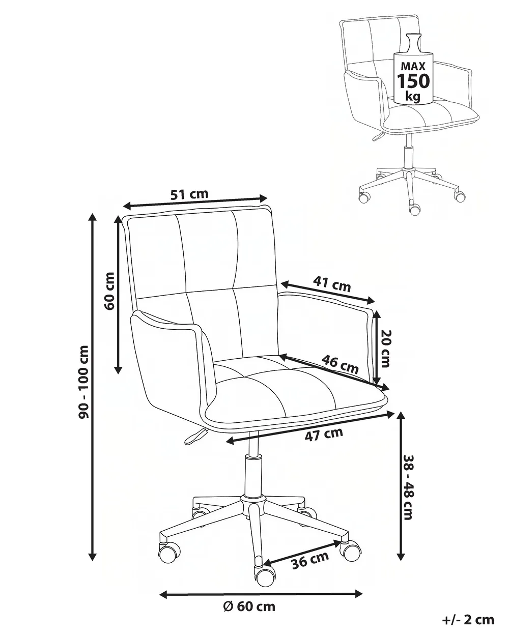 Desk Chair MANULU Boucle White_1065236
