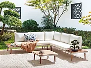 Garden Corner Sofa with Table 5 Seater CORATO Acacia Wood Off-White_1183885