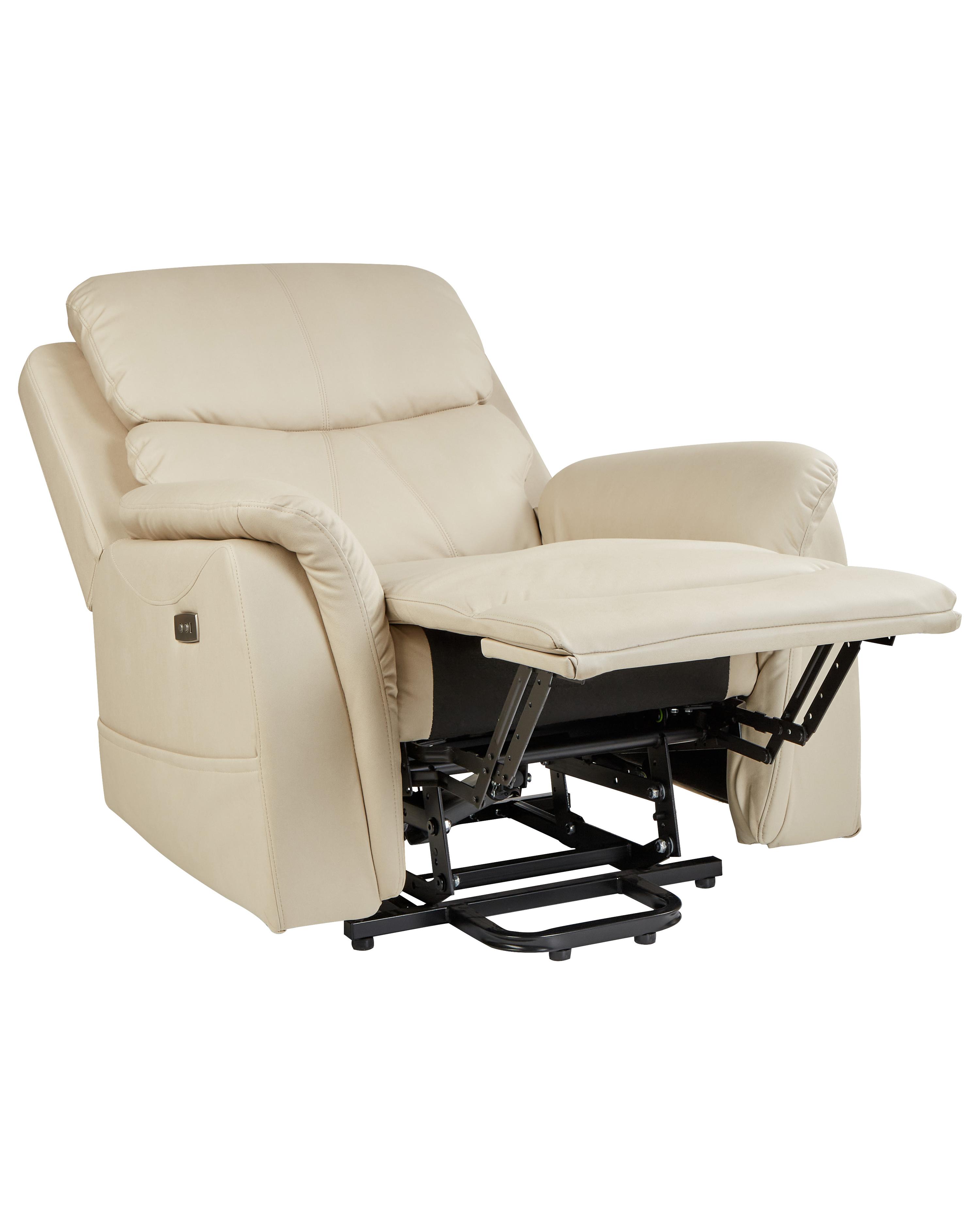 Faux Leather Recliner Massage Chair Cream GLORIE_924071