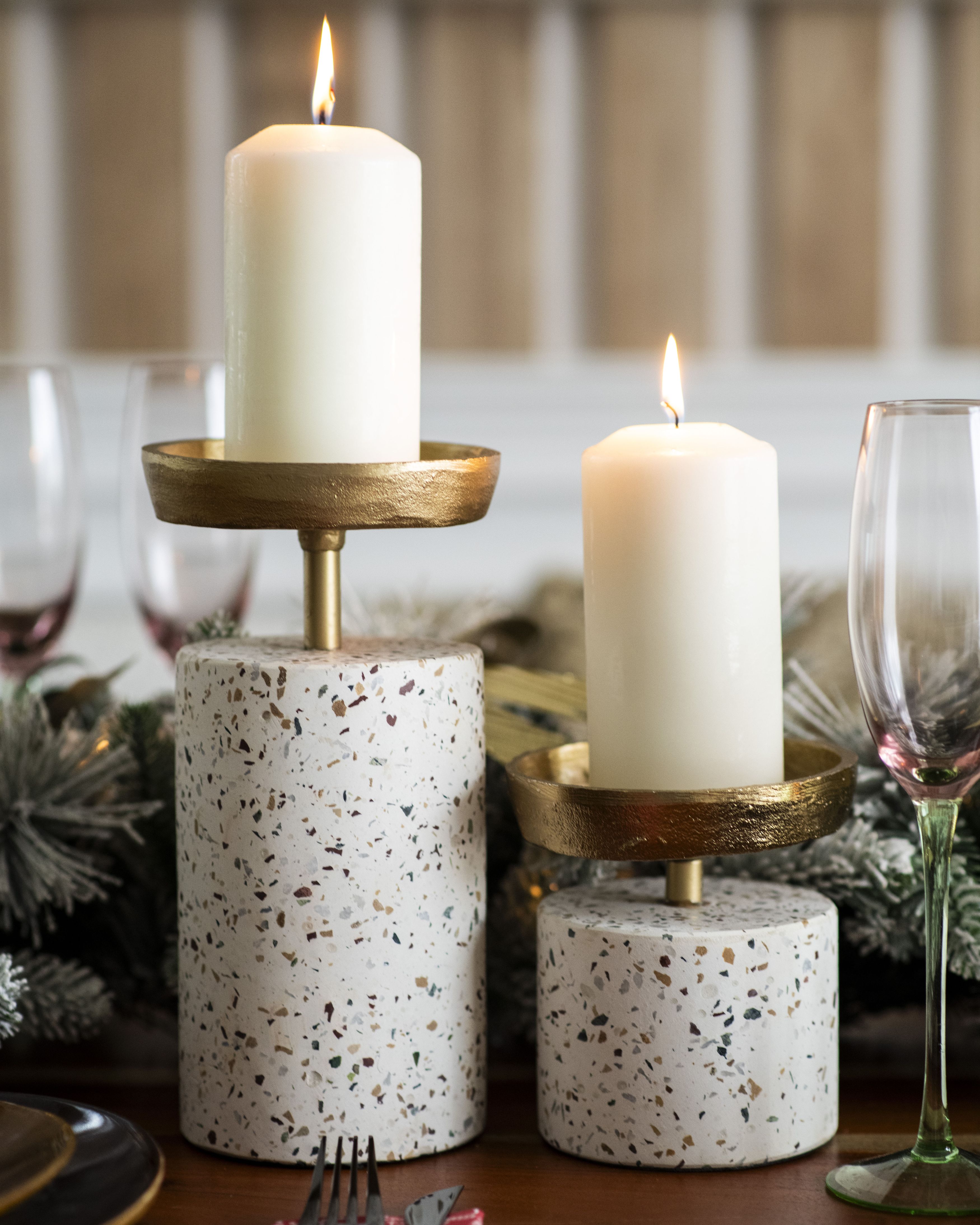 2 Bougeoirs Ronds En Métal Noir 10cm - Pour Bougies Votives - Décoration Table Noël Ou Salon