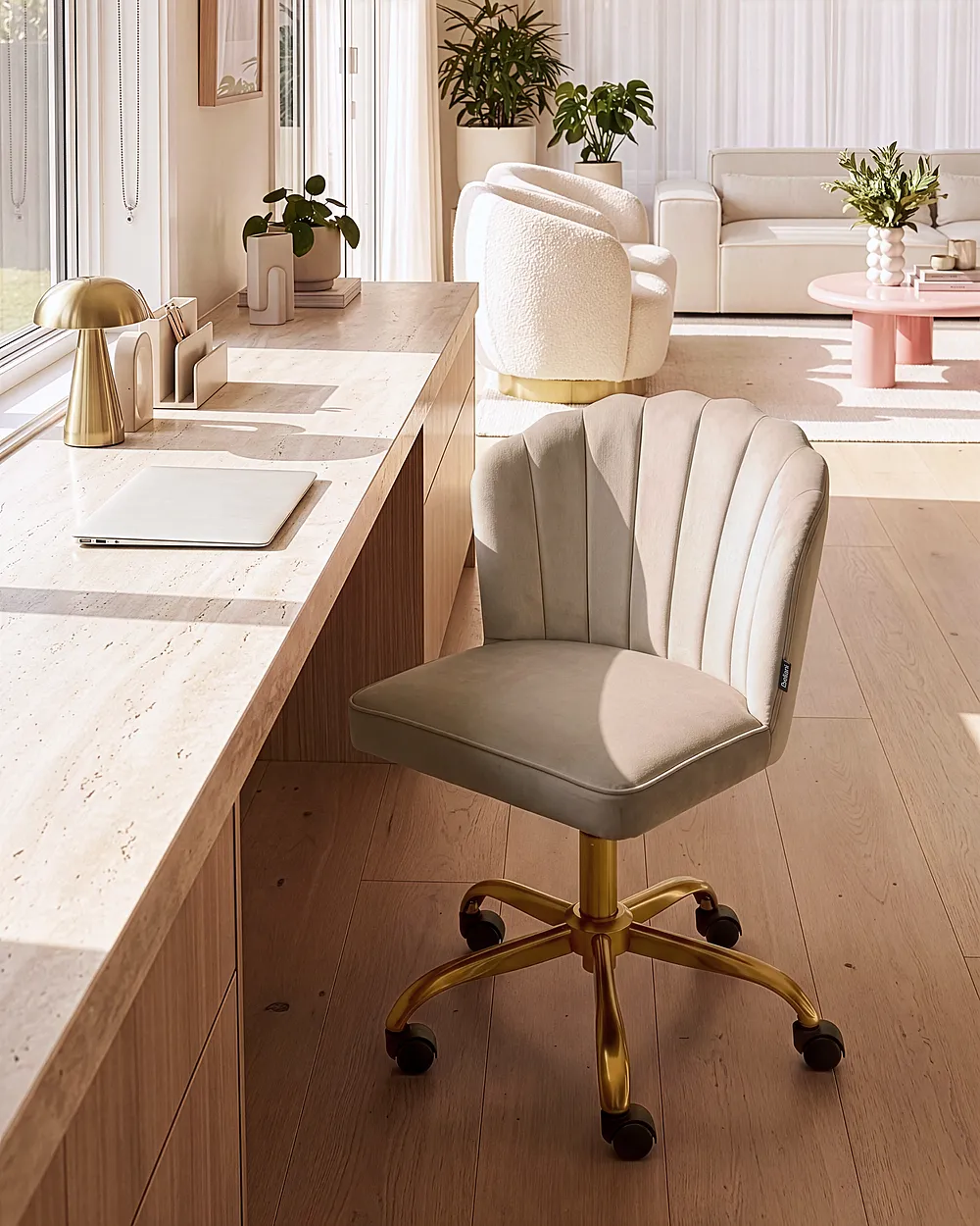 Desk Chair VALTICELLO Velvet Taupe_1163893